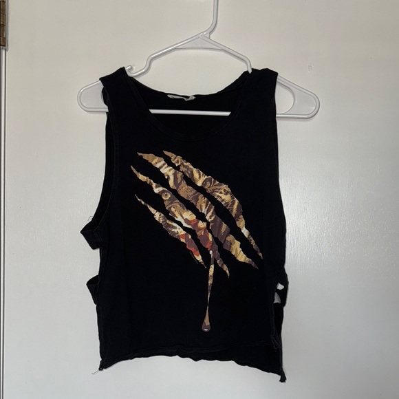 Bear dance tank- Black Sleeveless Top with Graphic Design- size small - Picture 1 of 4